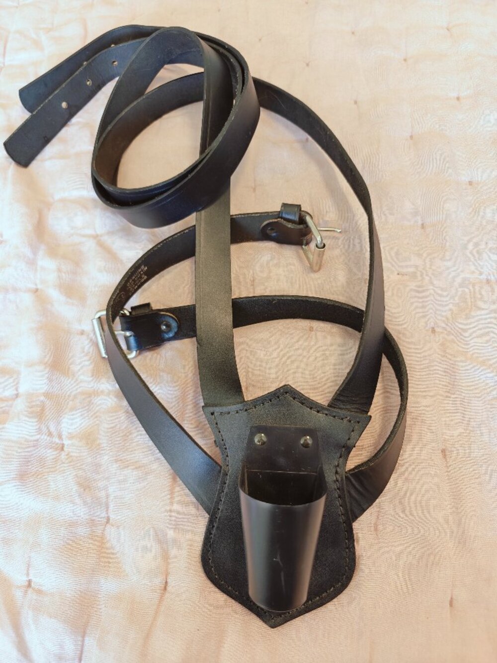 Jay-Pee Black Leather Parade Flag Carrier Harness Color Guard Single Strap